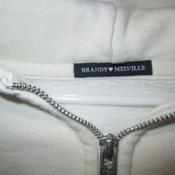 Brandy Melville Off White Zip Up Hoodie - Picture 3 of 7